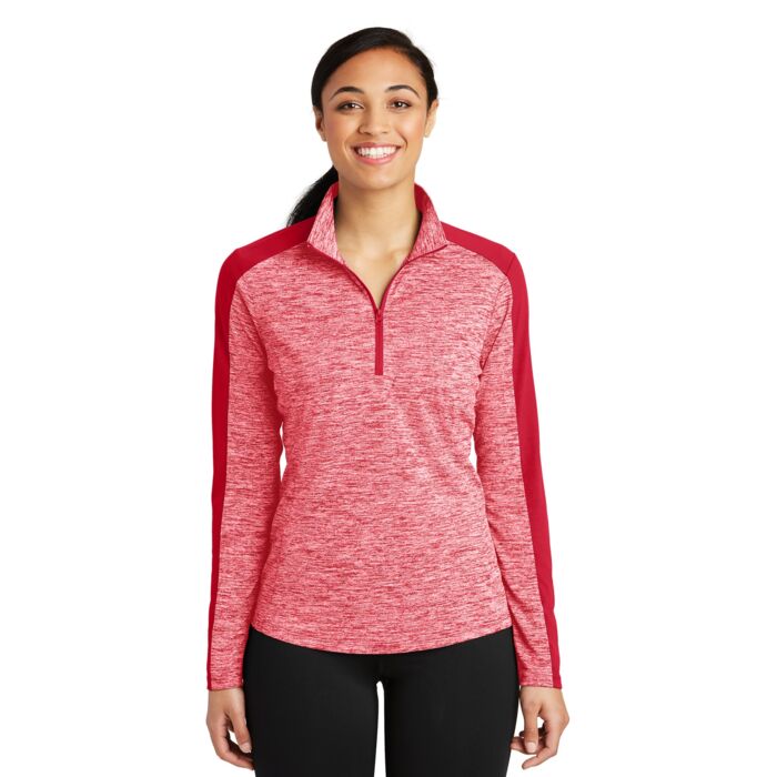 Ladies PosiCharge ® Electric Heather Colorblock 1/4 Zip Pullover Thumbnail