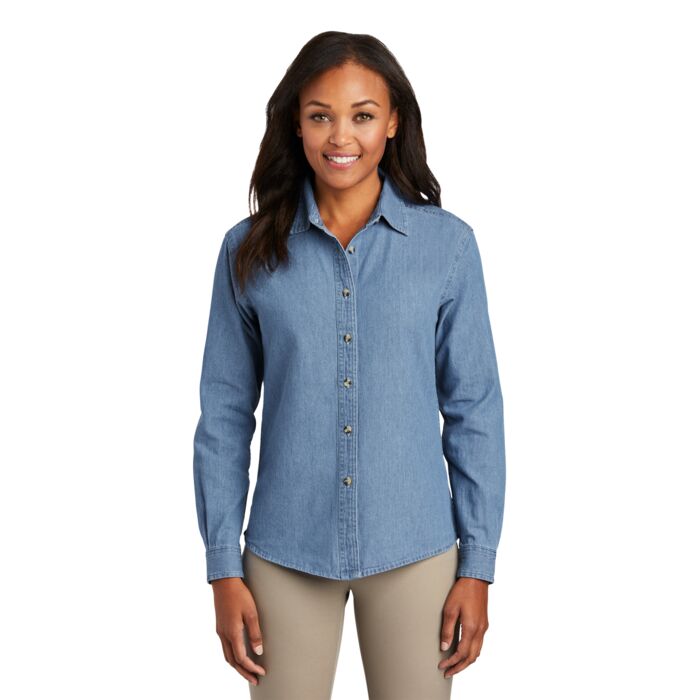 Ladies Long Sleeve Value Denim Shirt Thumbnail