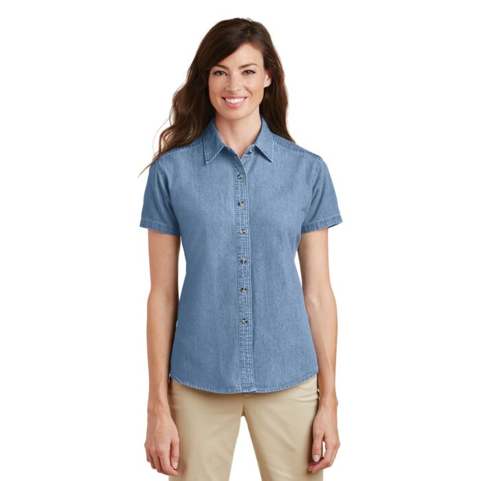 Ladies Short Sleeve Value Denim Shirt Thumbnail