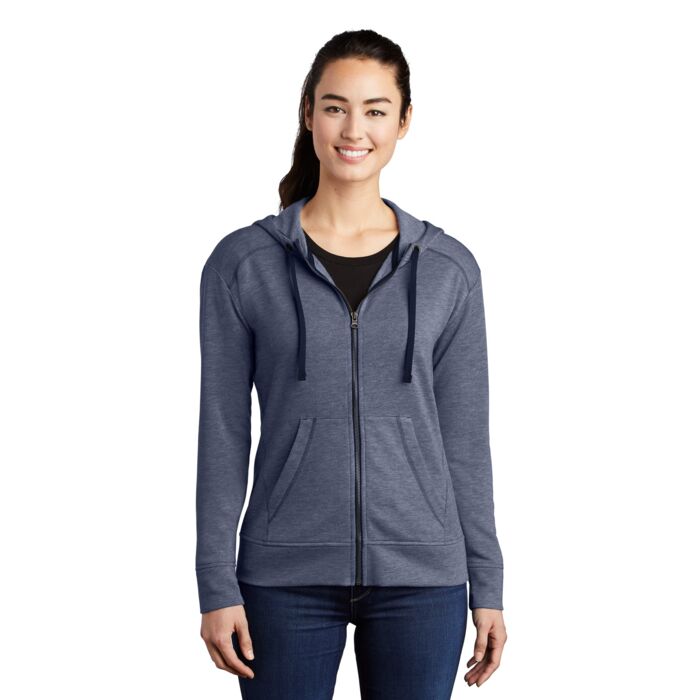 Ladies PosiCharge ® Tri Blend Wicking Fleece Full Zip Hooded Jacket Thumbnail