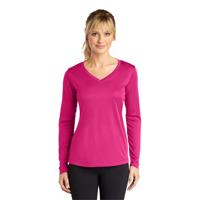 Ladies Long Sleeve PosiCharge ® Competitor V Neck Tee Thumbnail