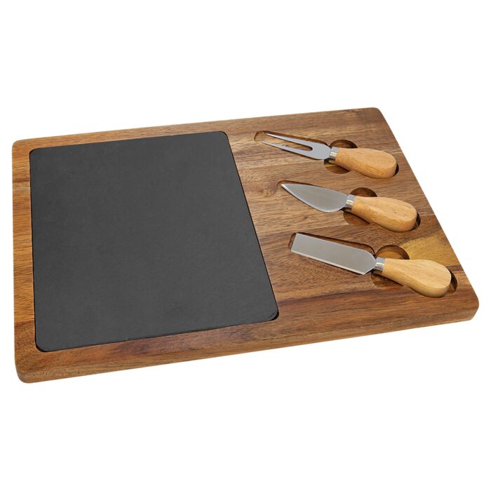 Acacia Wood/Slate Rectangle Cheese Set Thumbnail