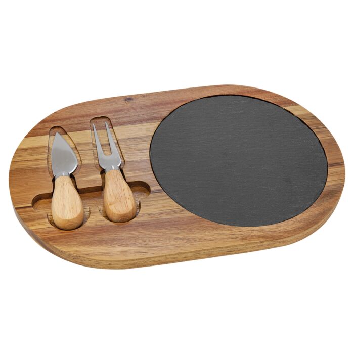 Acacia Wood/Slate Oval Cheese Set  Thumbnail