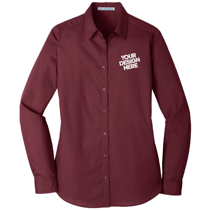 Ladies Long Sleeve Carefree Poplin Shirt Thumbnail