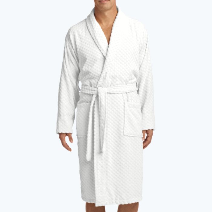 Checkered Terry Shawl Collar Robe Thumbnail